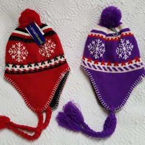 NWT Smarttrend Kids Ear Flap Knit Hat Set